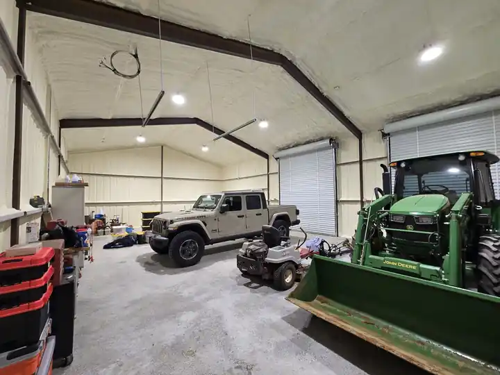 Metal shop and barn interior lit and wired by the TDi electrical division